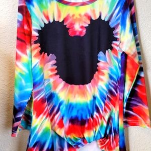 BRAND NEW tie dye long sleeve Mickey tee with rouched side